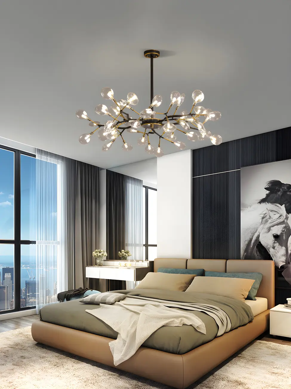 Modern Gold Metal Fireflies Island Pendant Light Image - 19 | homeyfad