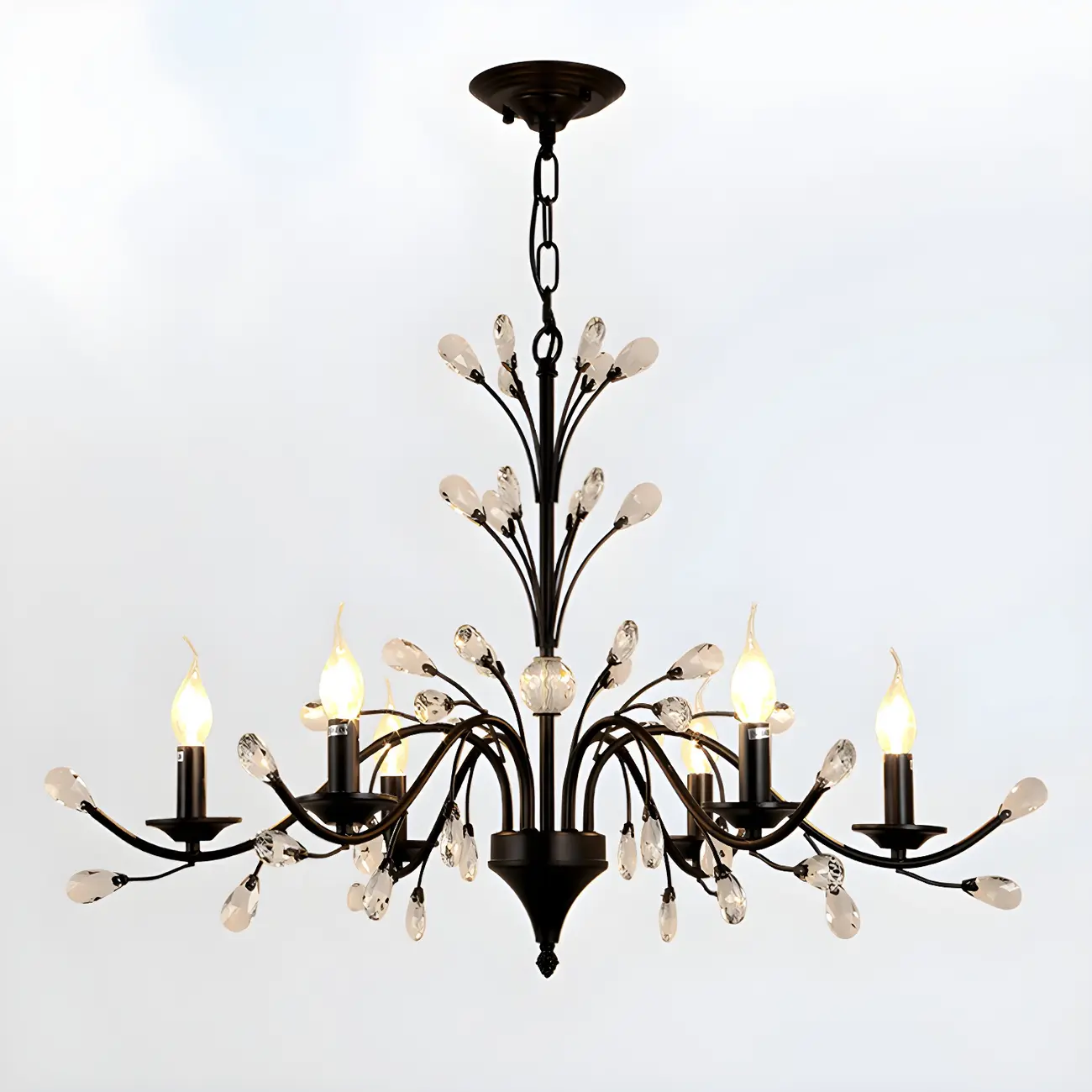 Black Crystal Branch Chandelier Modern Structure Image - 9 | homeyfad
