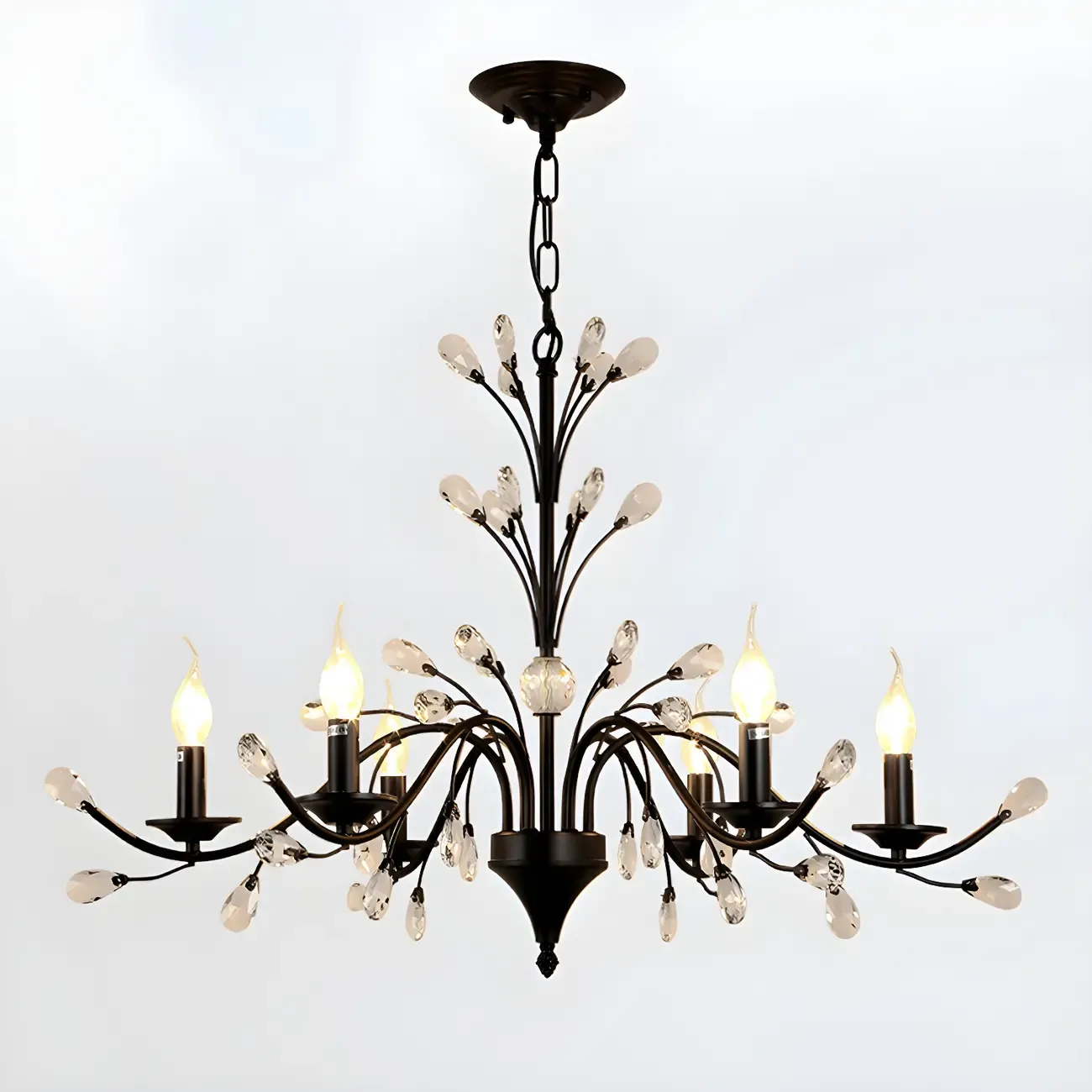 Black Crystal Branch Chandelier Modern Structure Image - 9