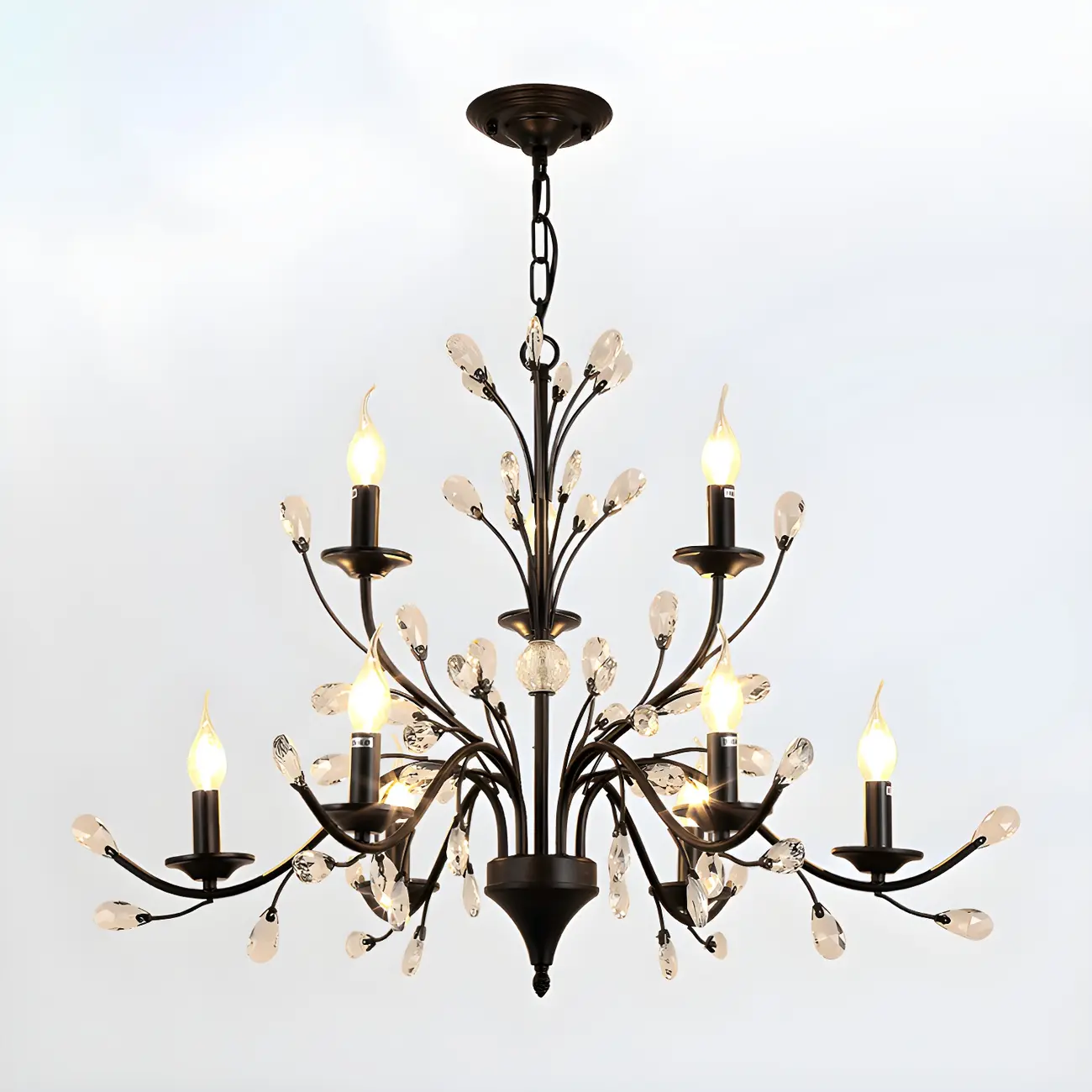 Black Crystal Branch Chandelier Modern Structure Image - 10 | homeyfad