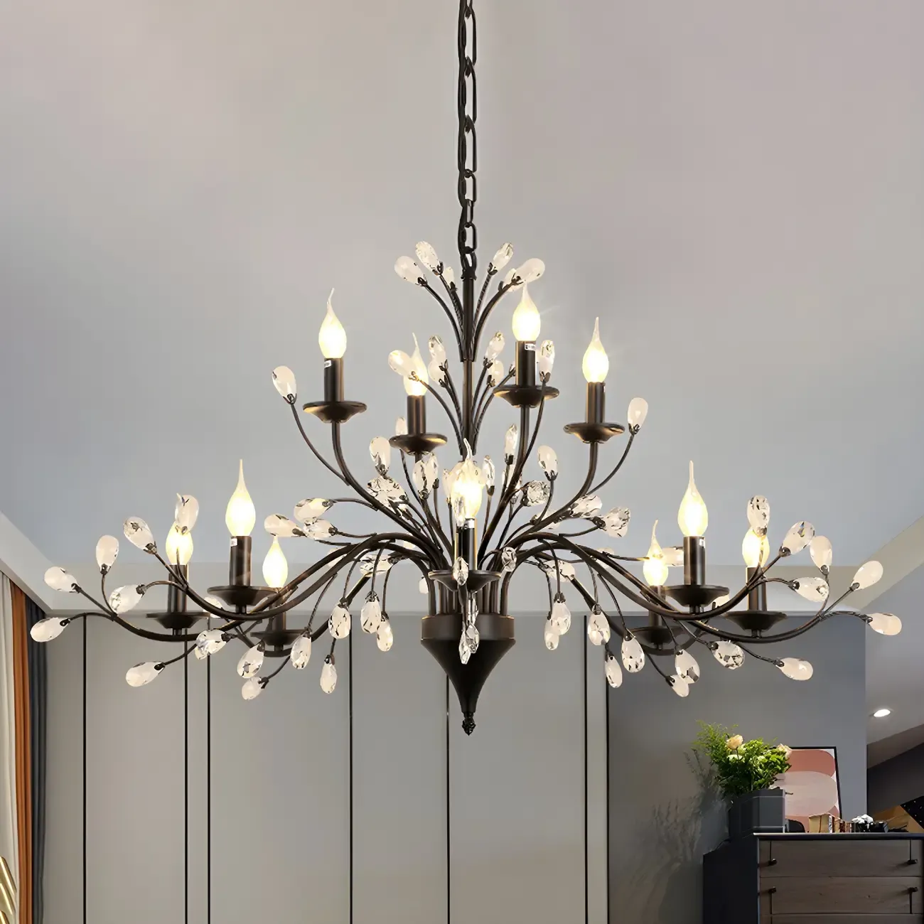 Black Crystal Branch Chandelier Modern Structure Image - 7