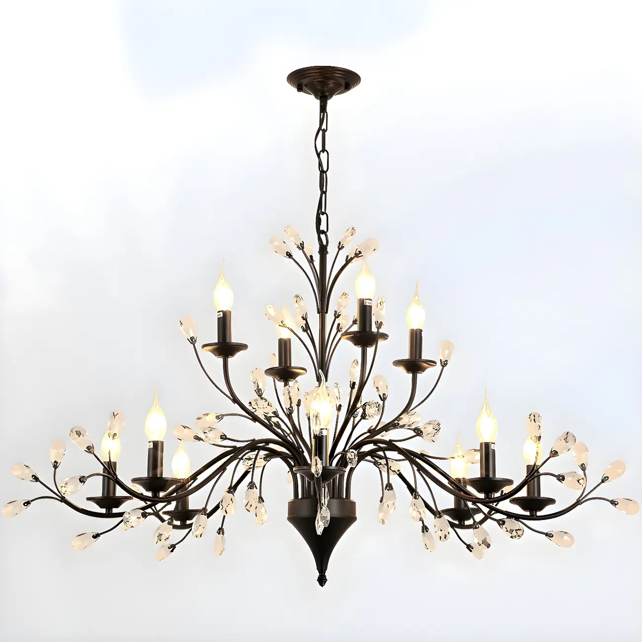 Black Crystal Branch Chandelier Modern Structure Image - 11 | homeyfad