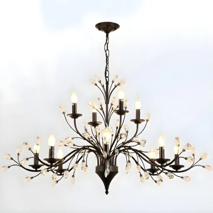 Black Crystal Branch Chandelier Modern Structure Image - 11