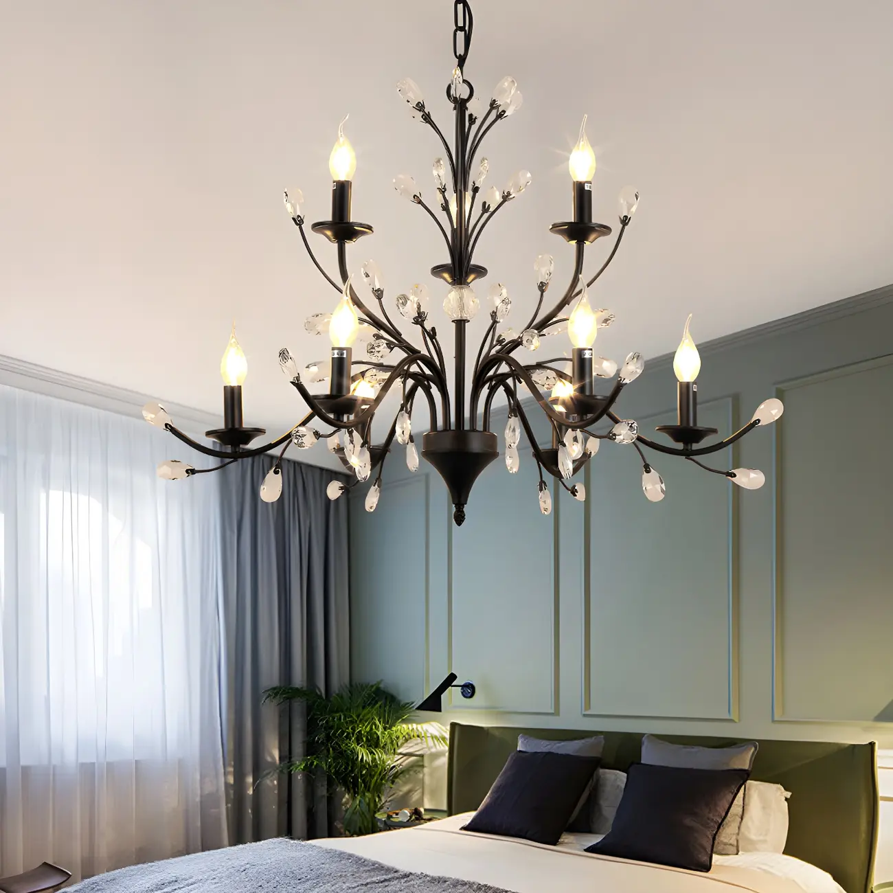 Black Crystal Branch Chandelier Modern Structure Image - 6 | homeyfad