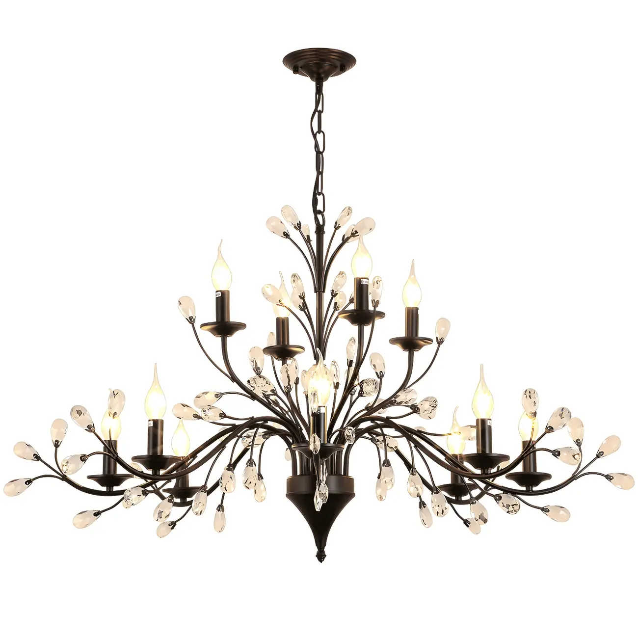 Black Crystal Branch Chandelier Modern Structure Image - 12 | homeyfad