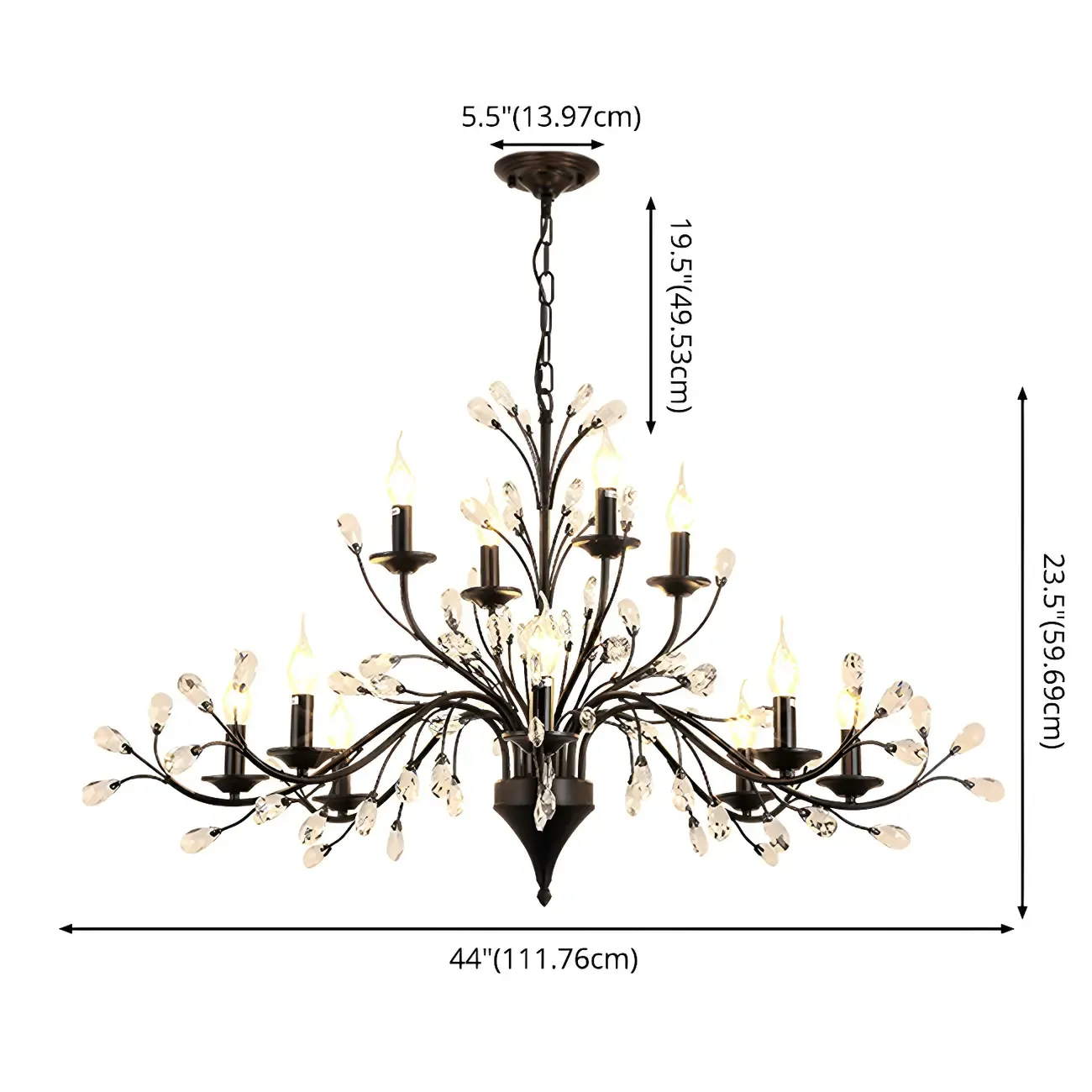 Black Crystal Branch Chandelier Modern Structure Image - 13