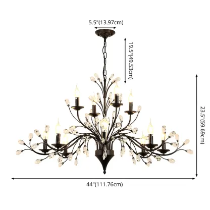 Black Crystal Branch Chandelier Modern Structure Image - 13