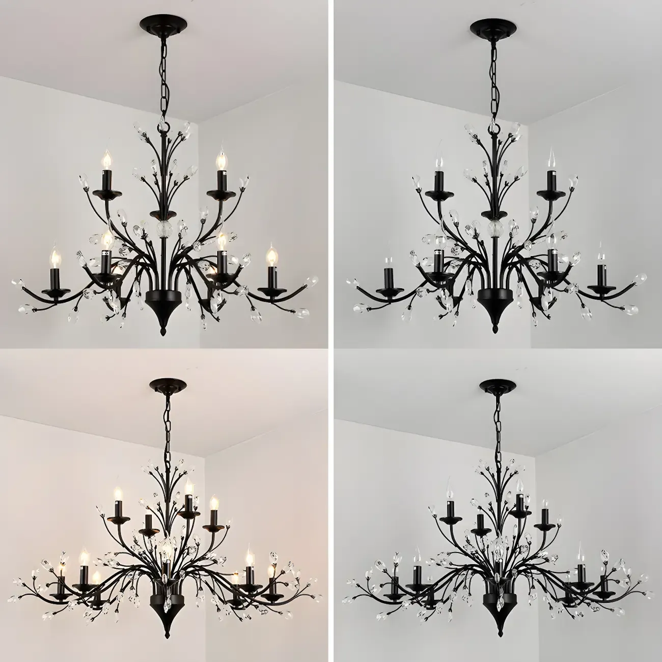Black Crystal Branch Chandelier Modern Structure Image - 14