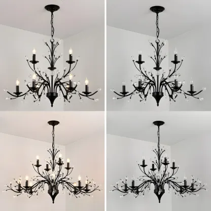 Black Crystal Branch Chandelier Modern Structure Image - 14