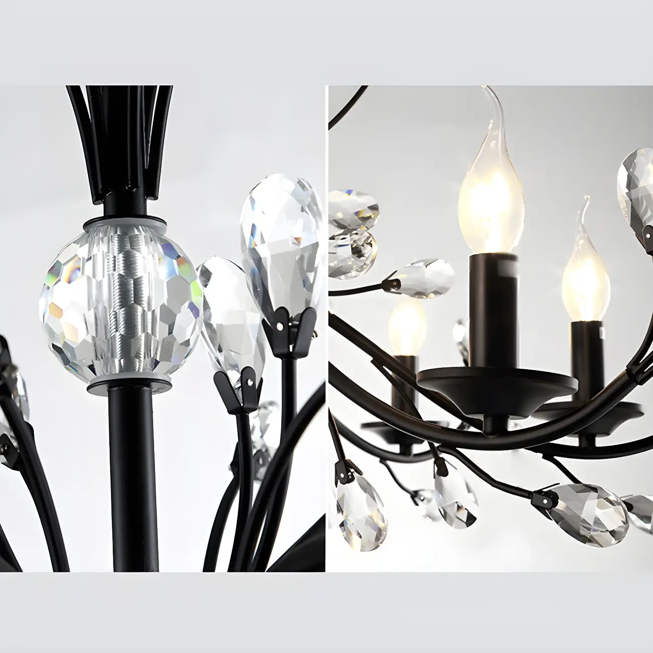 Black Crystal Branch Chandelier Modern Structure Image - 16