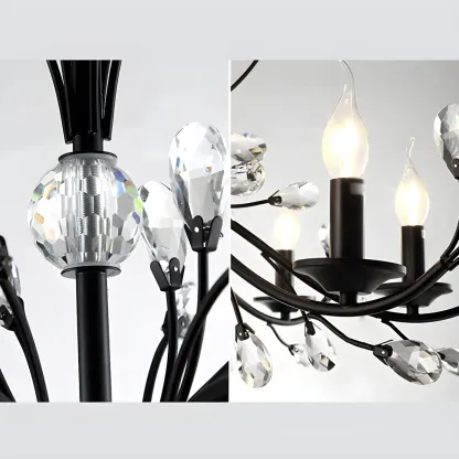 Black Crystal Branch Chandelier Modern Structure Image - 16