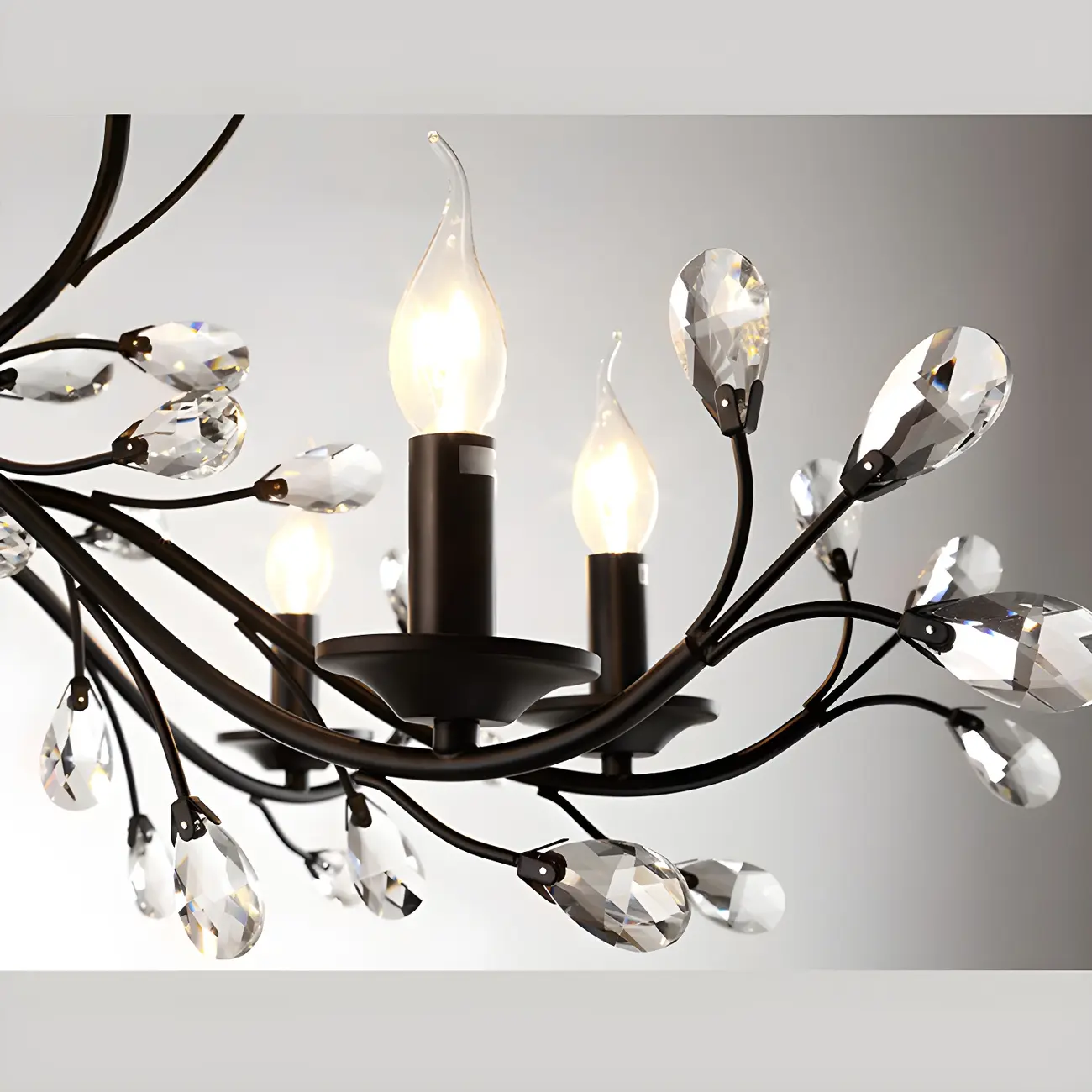 Black Crystal Branch Chandelier Modern Structure Image - 17 | homeyfad