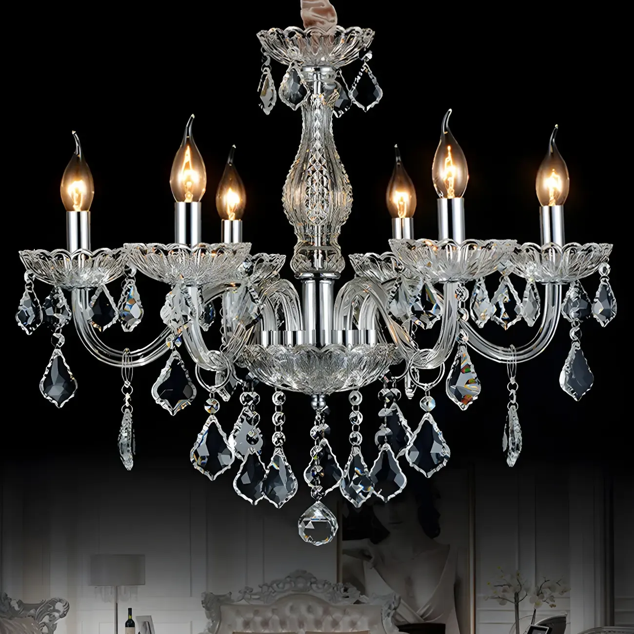 Glamorous Traditional Crystal Candelabra Chandelier  Image - 2