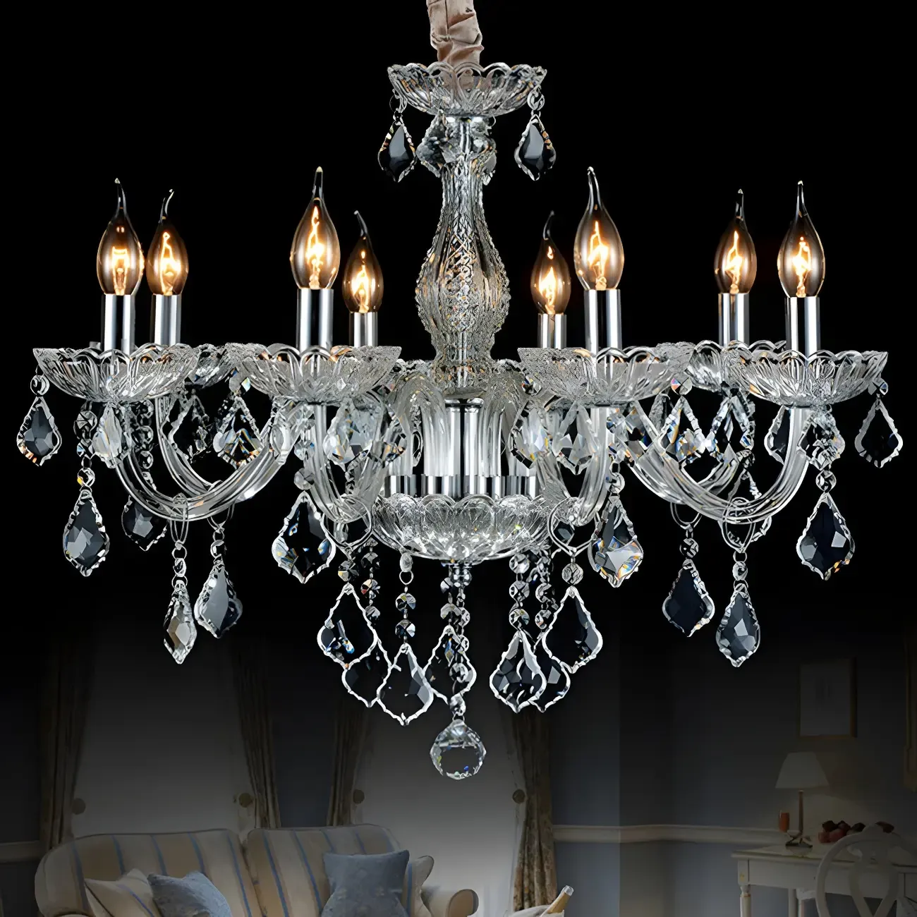 Glamorous Traditional Crystal Candelabra Chandelier  Image - 3