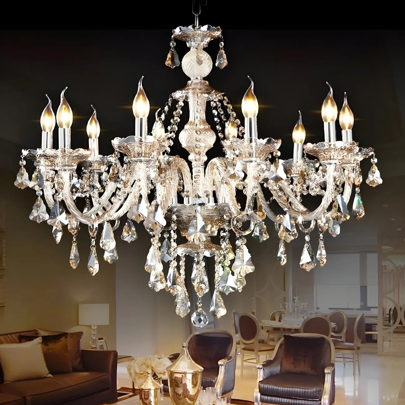 Glamorous Traditional Crystal Candelabra Chandelier  Image - 4 | homeyfad