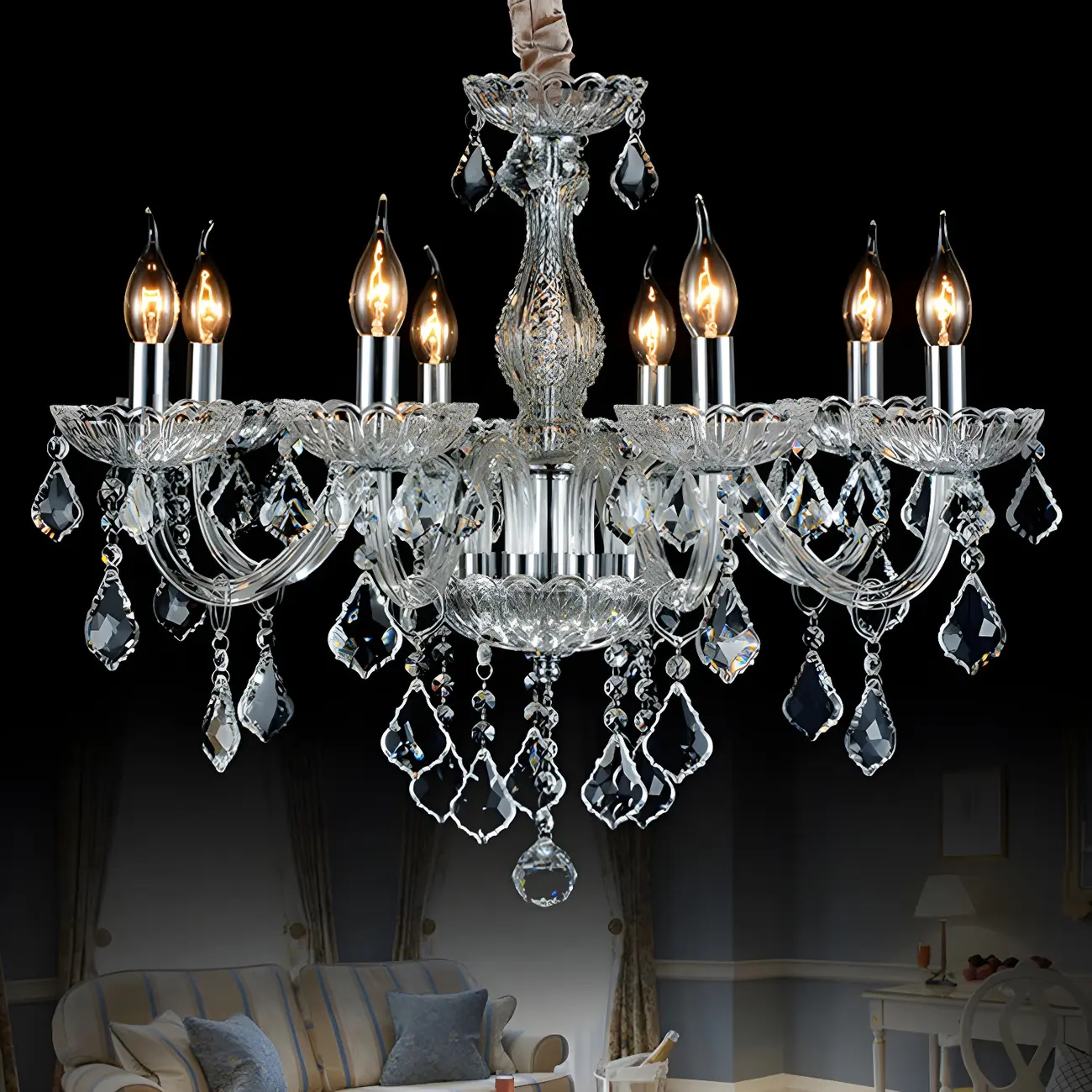 Glamorous Traditional Crystal Candelabra Chandelier  Image - 8 | homeyfad