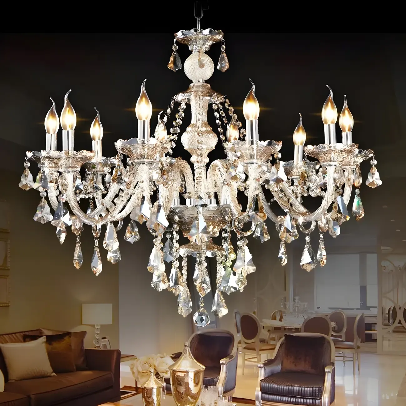 Glamorous Traditional Crystal Candelabra Chandelier  Image - 11