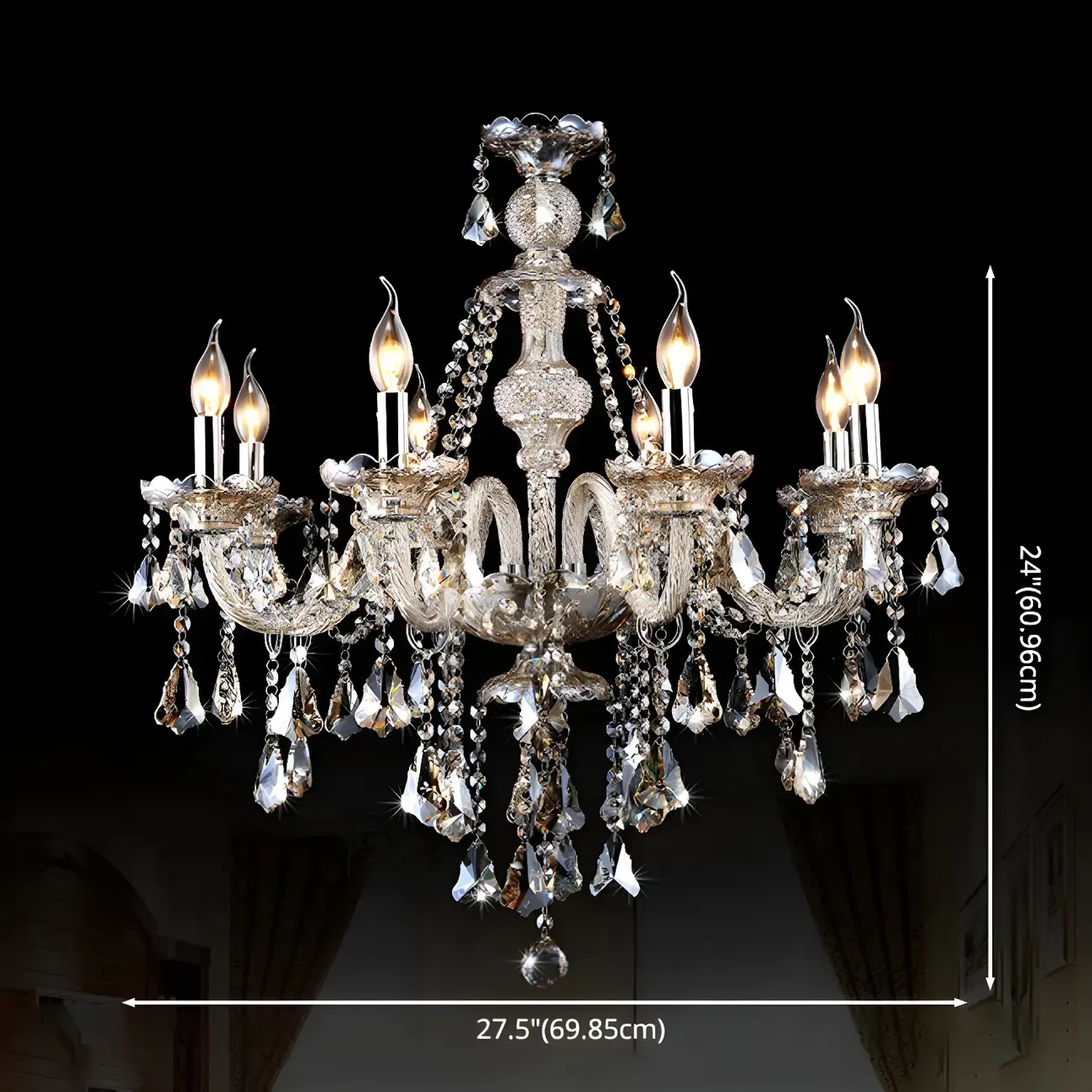 Glamorous Traditional Crystal Candelabra Chandelier  Image - 12