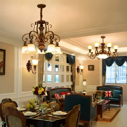 Brown Floral Metal Vintage Chandelier Classic Design Image - 4