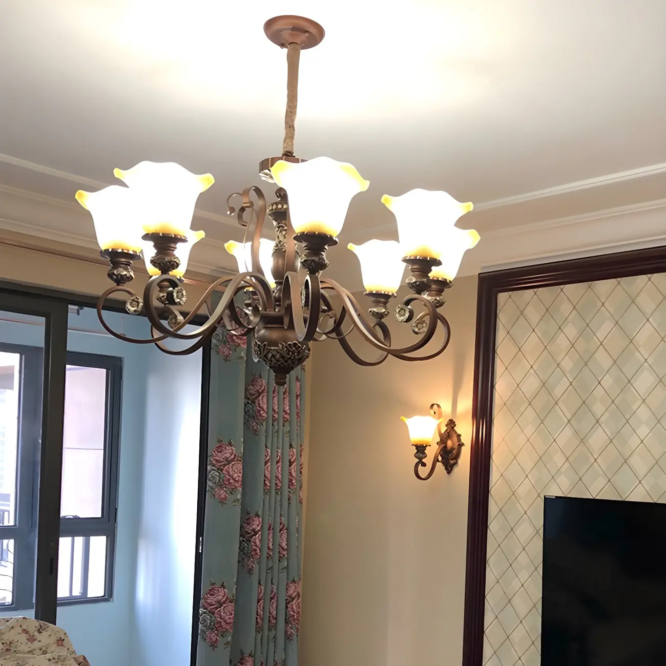 Brown Floral Metal Vintage Chandelier Classic Design Image - 8 | homeyfad