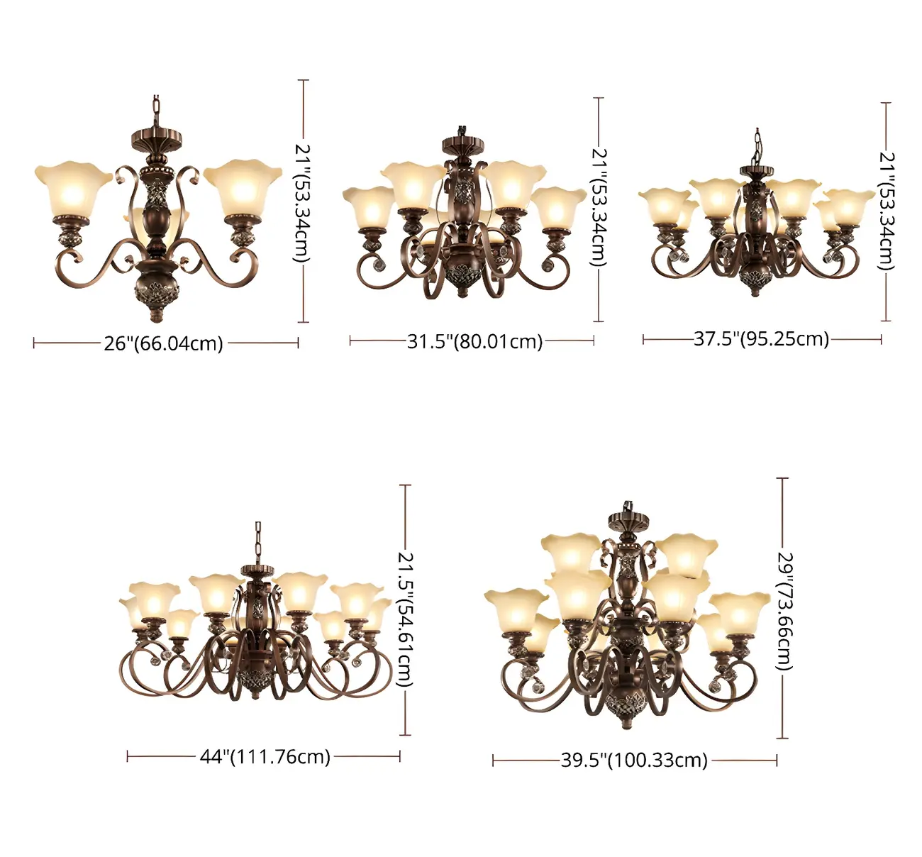 Brown Floral Metal Vintage Chandelier Classic Design Image - 20 | homeyfad