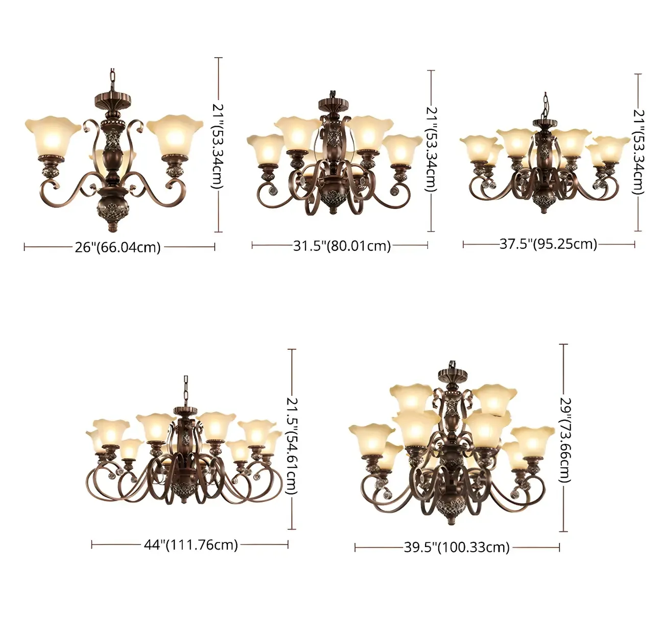 Brown Floral Metal Vintage Chandelier Classic Design Image - 20