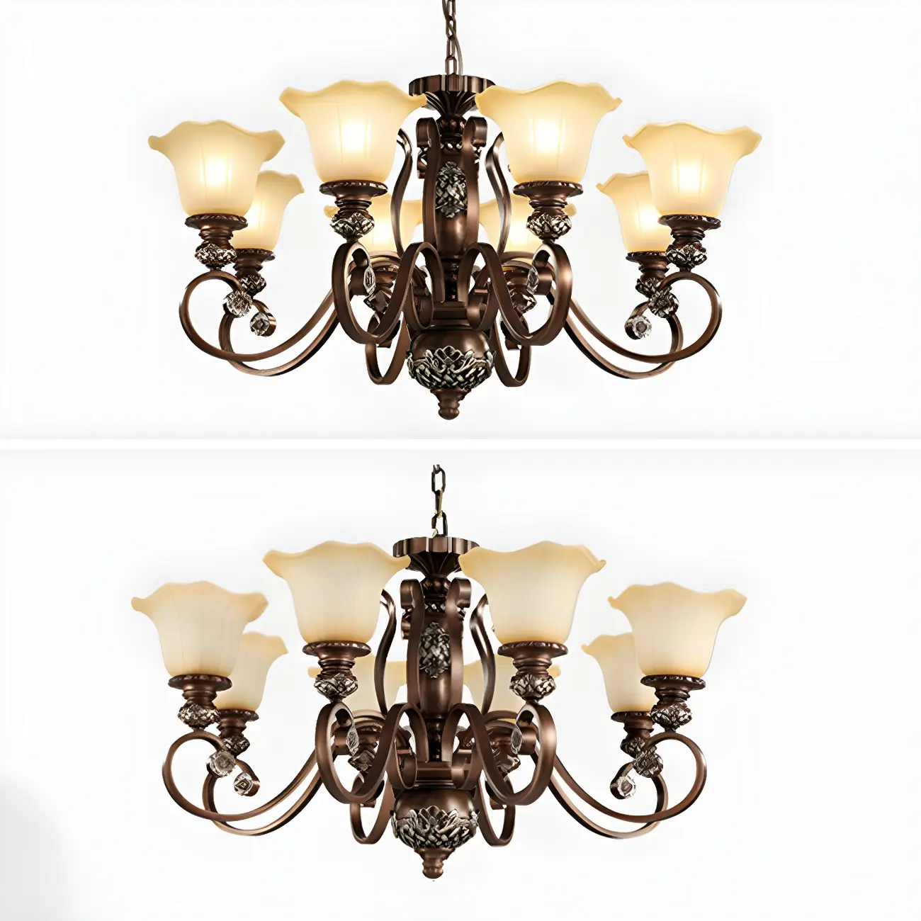 Brown Floral Metal Vintage Chandelier Classic Design Image - 11 | homeyfad