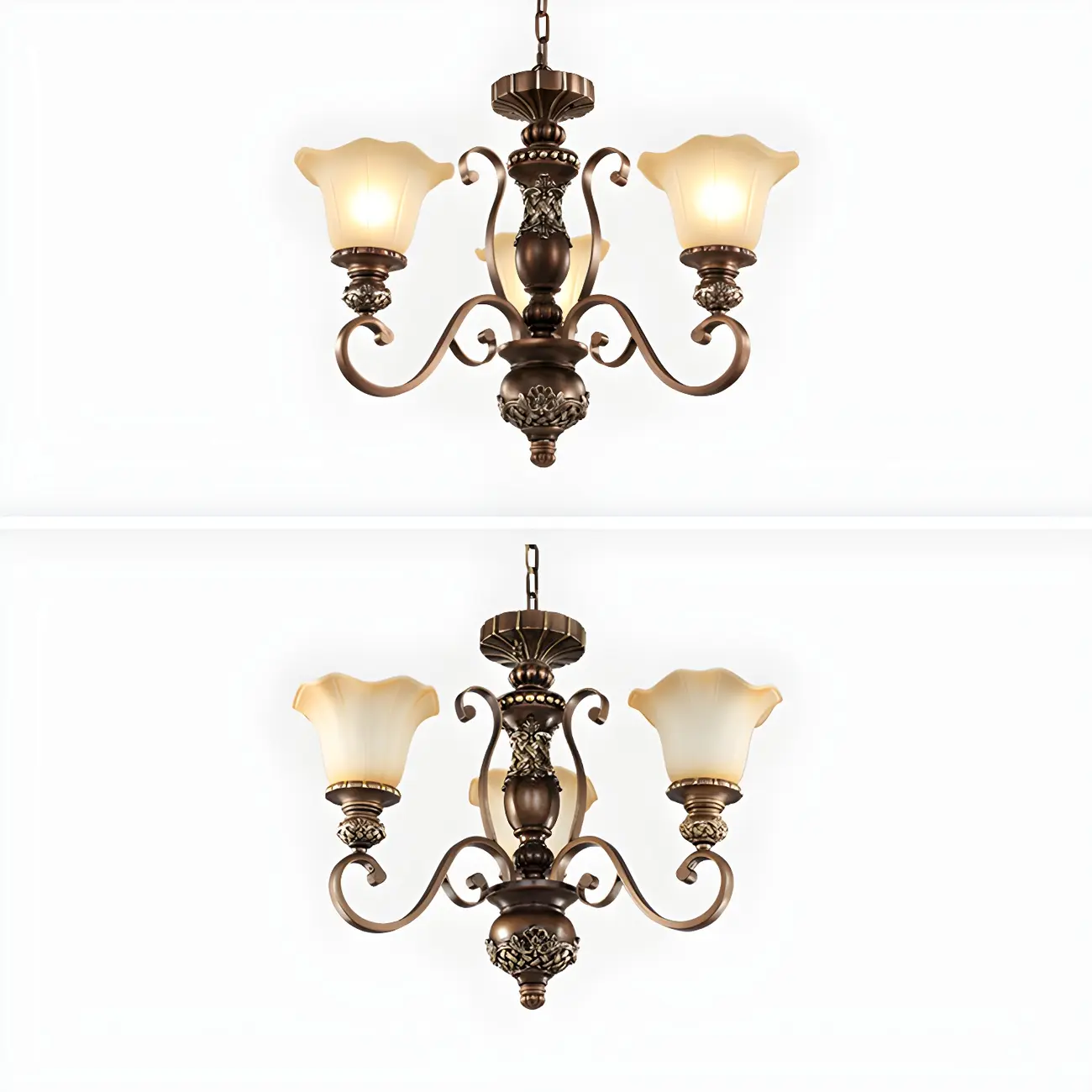 Brown Floral Metal Vintage Chandelier Classic Design Image - 12 | homeyfad