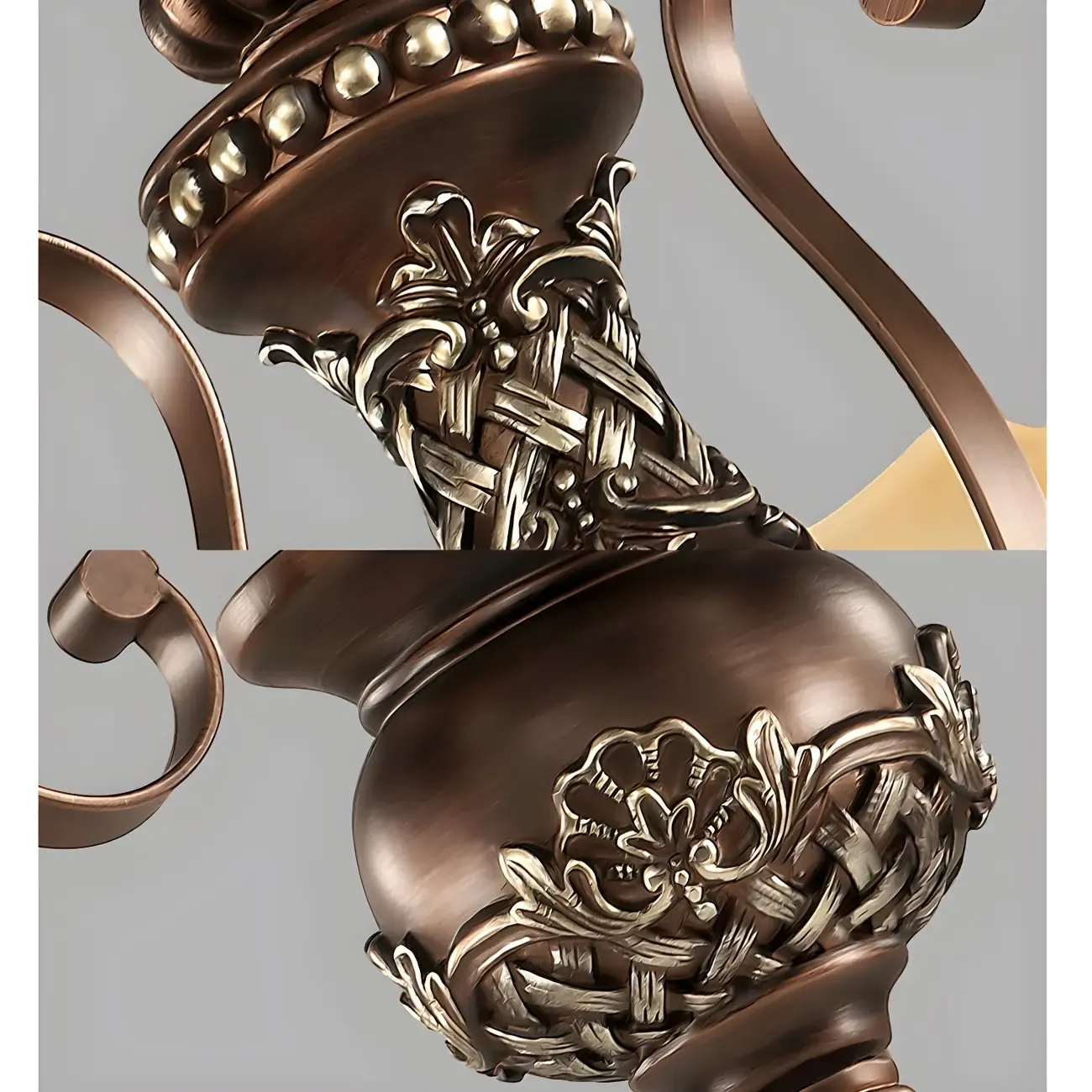 Brown Floral Metal Vintage Chandelier Classic Design Image - 13