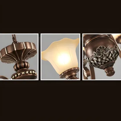 Brown Floral Metal Vintage Chandelier Classic Design Image - 14