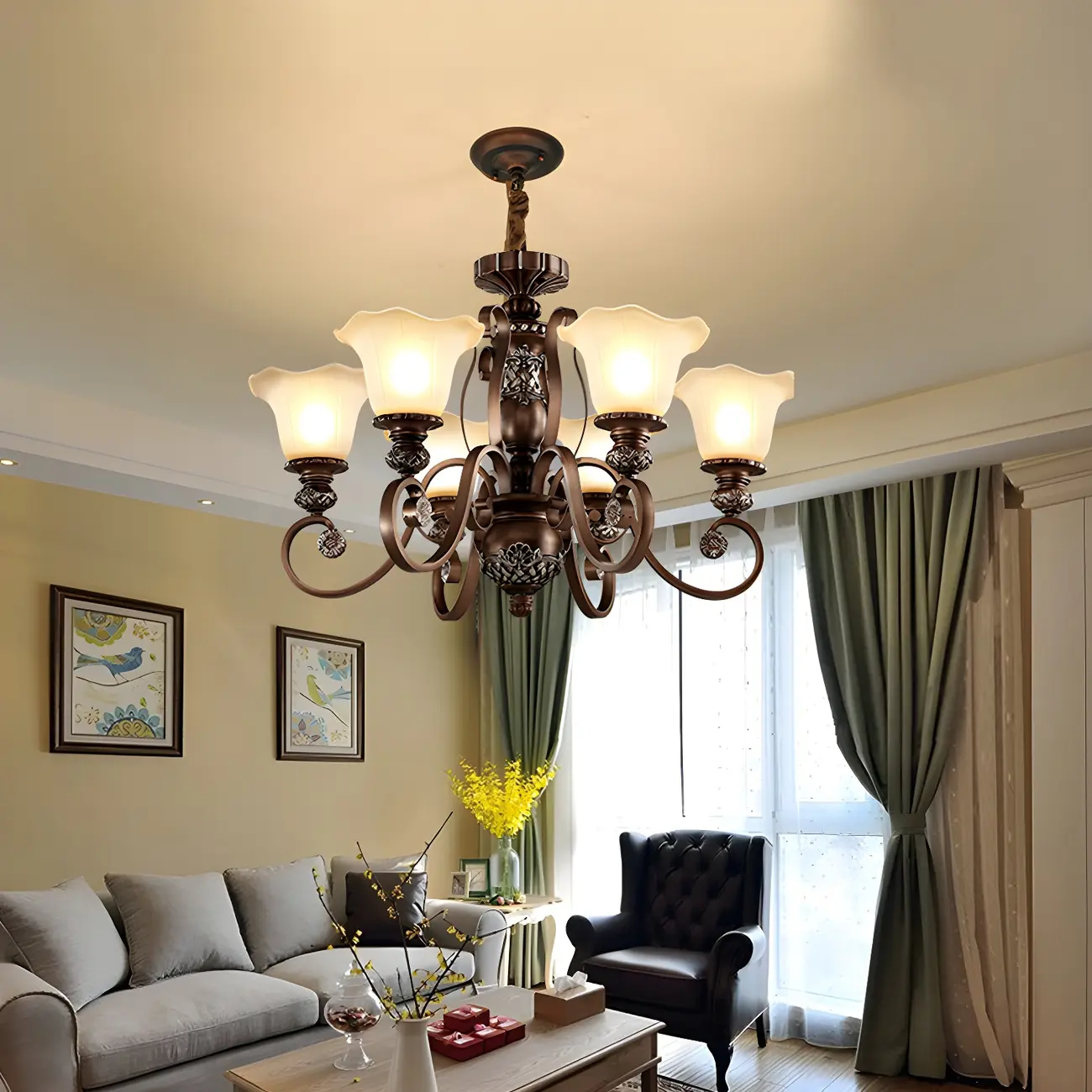 Brown Floral Metal Vintage Chandelier Classic Design Image - 16 | homeyfad