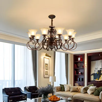 Brown Floral Metal Vintage Chandelier Classic Design Image - 17