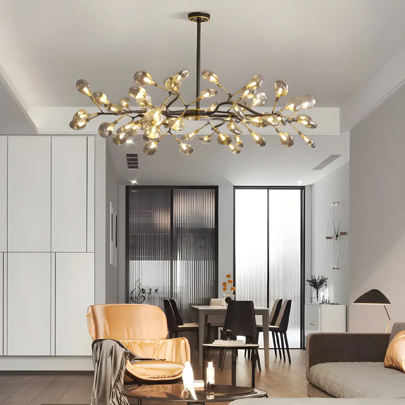 Modern Gold Metal Fireflies Island Pendant Light Image - 21 | homeyfad