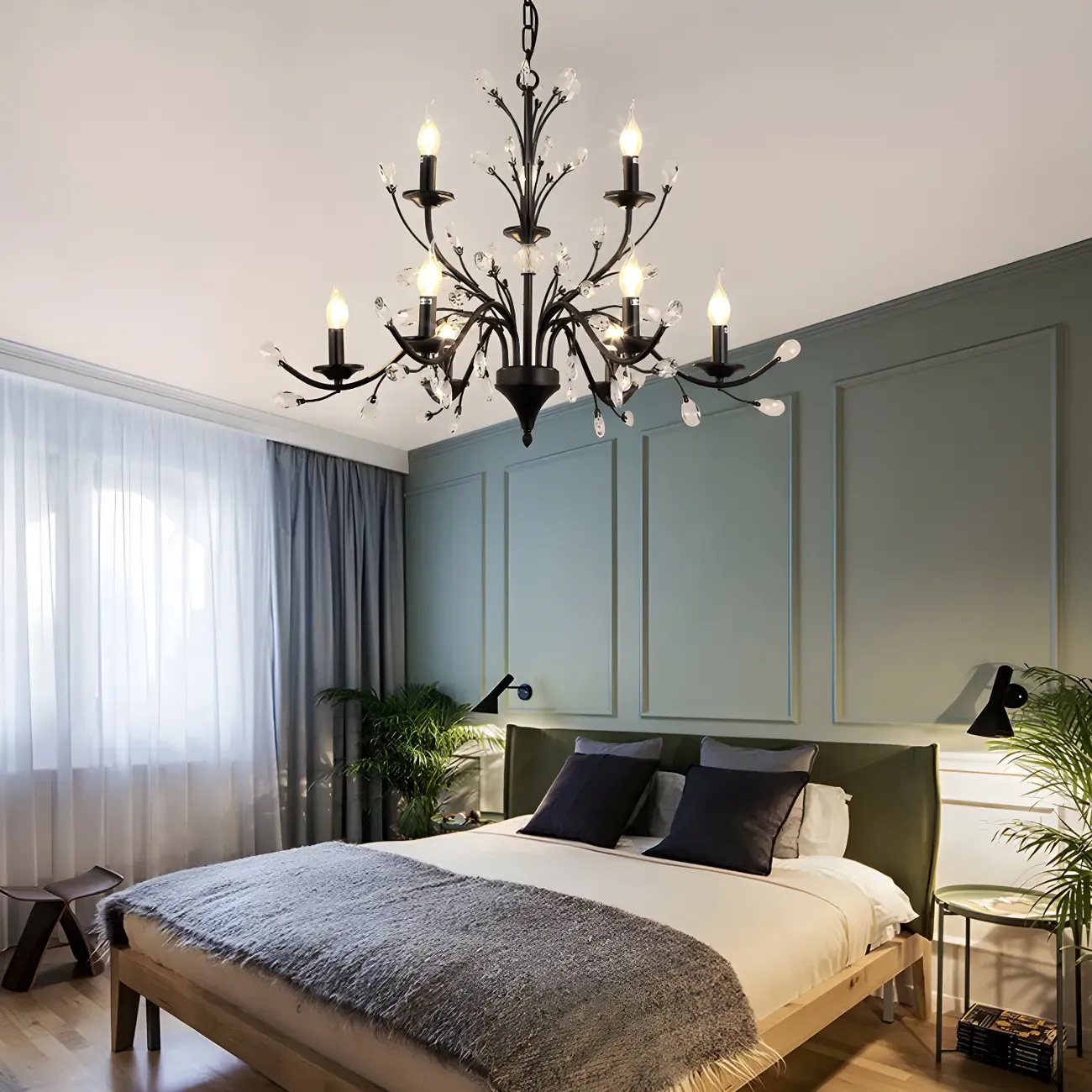 Black Crystal Branch Chandelier Modern Structure Image - 4