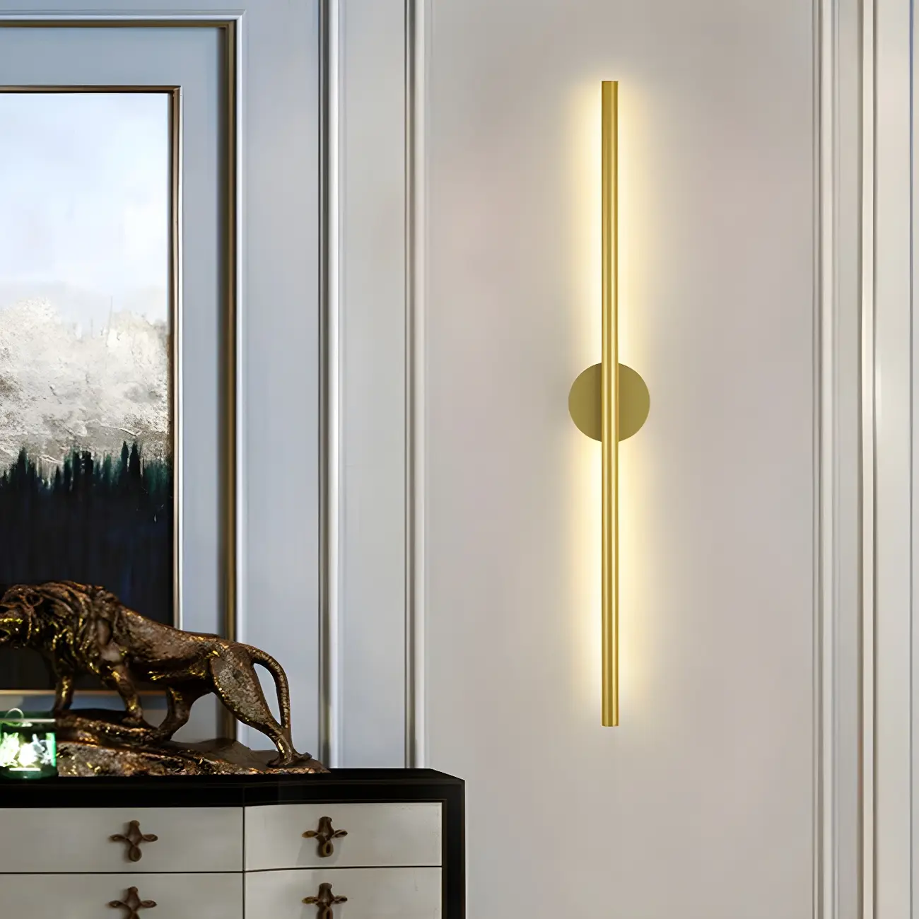 Modern 3 Dimming Wall Sconce LED Light Gold Linear for Living Image - 1 | homeyfad