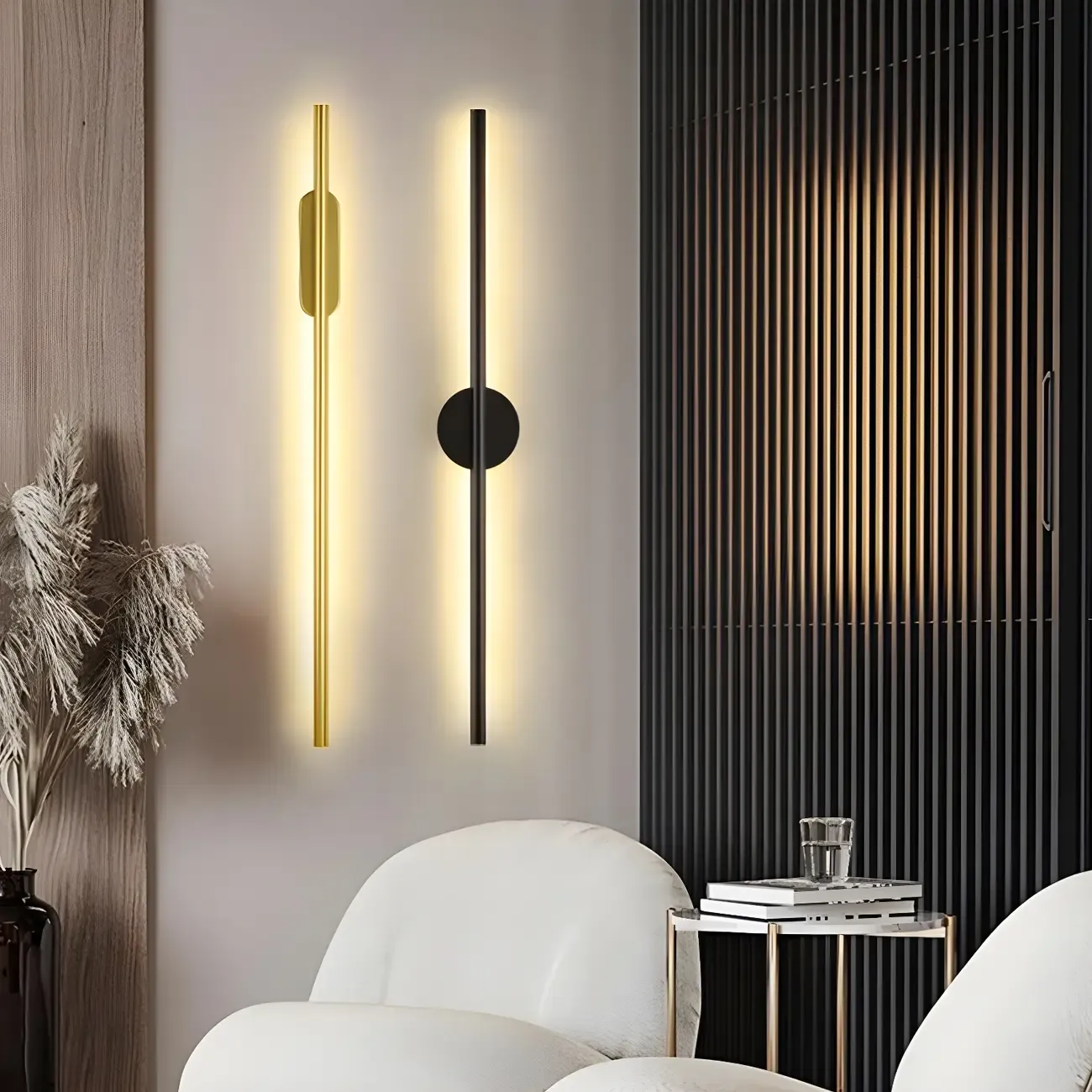 Modern 3 Dimming Wall Sconce LED Light Gold Linear for Living Image - 3