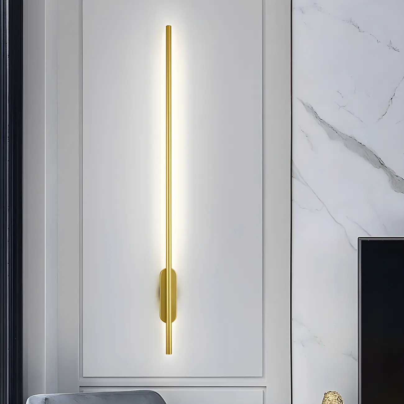 Modern 3 Dimming Wall Sconce LED Light Gold Linear for Living Image - 2 | homeyfad