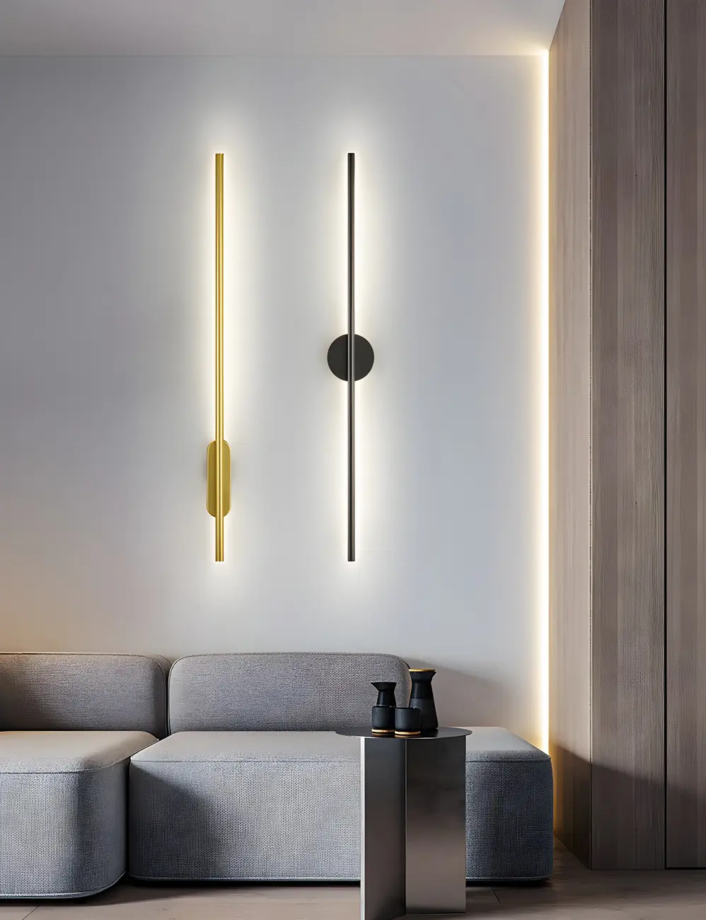 Modern 3 Dimming Wall Sconce LED Light Gold Linear for Living Image - 6 | homeyfad