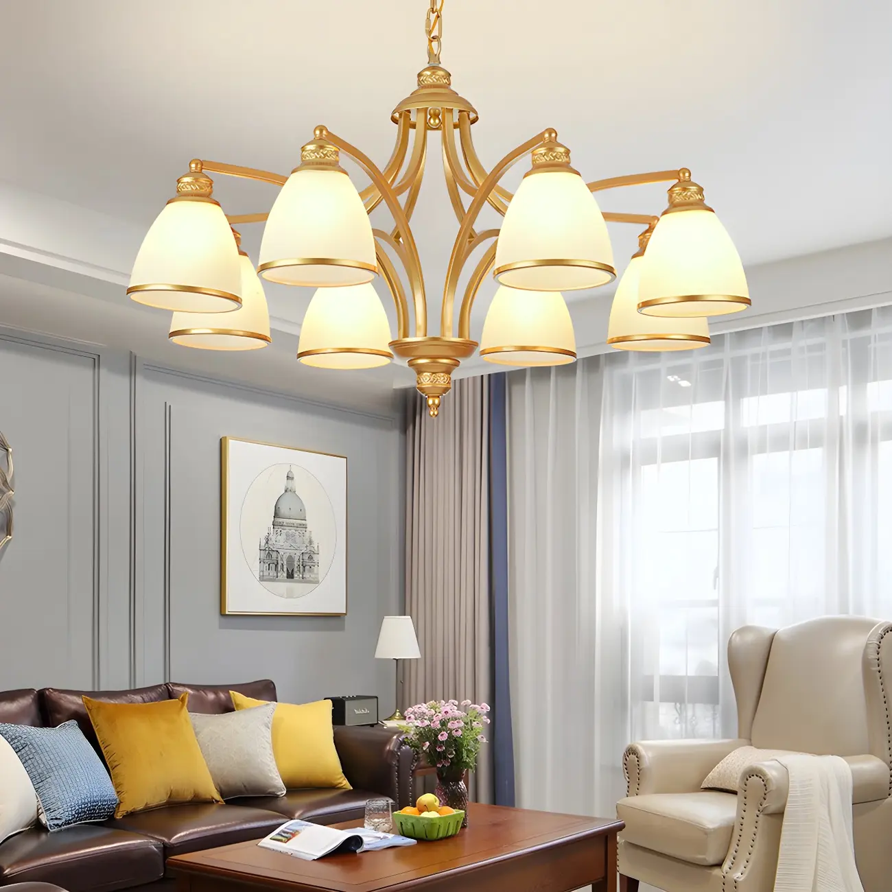 Sputnik Frosted Glass Chandelier Pendant Light Vintage Living Room Chandelier Lighting | homeyfad