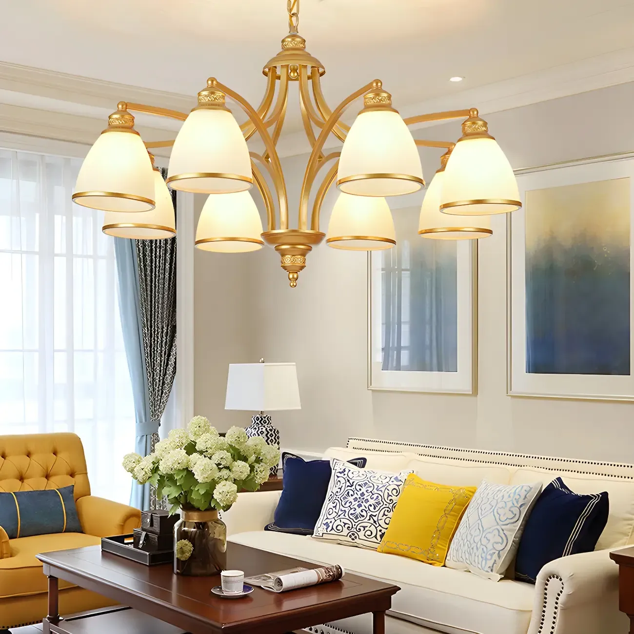 Sputnik Frosted Glass Chandelier Pendant Light Vintage Living Room Chandelier Lighting