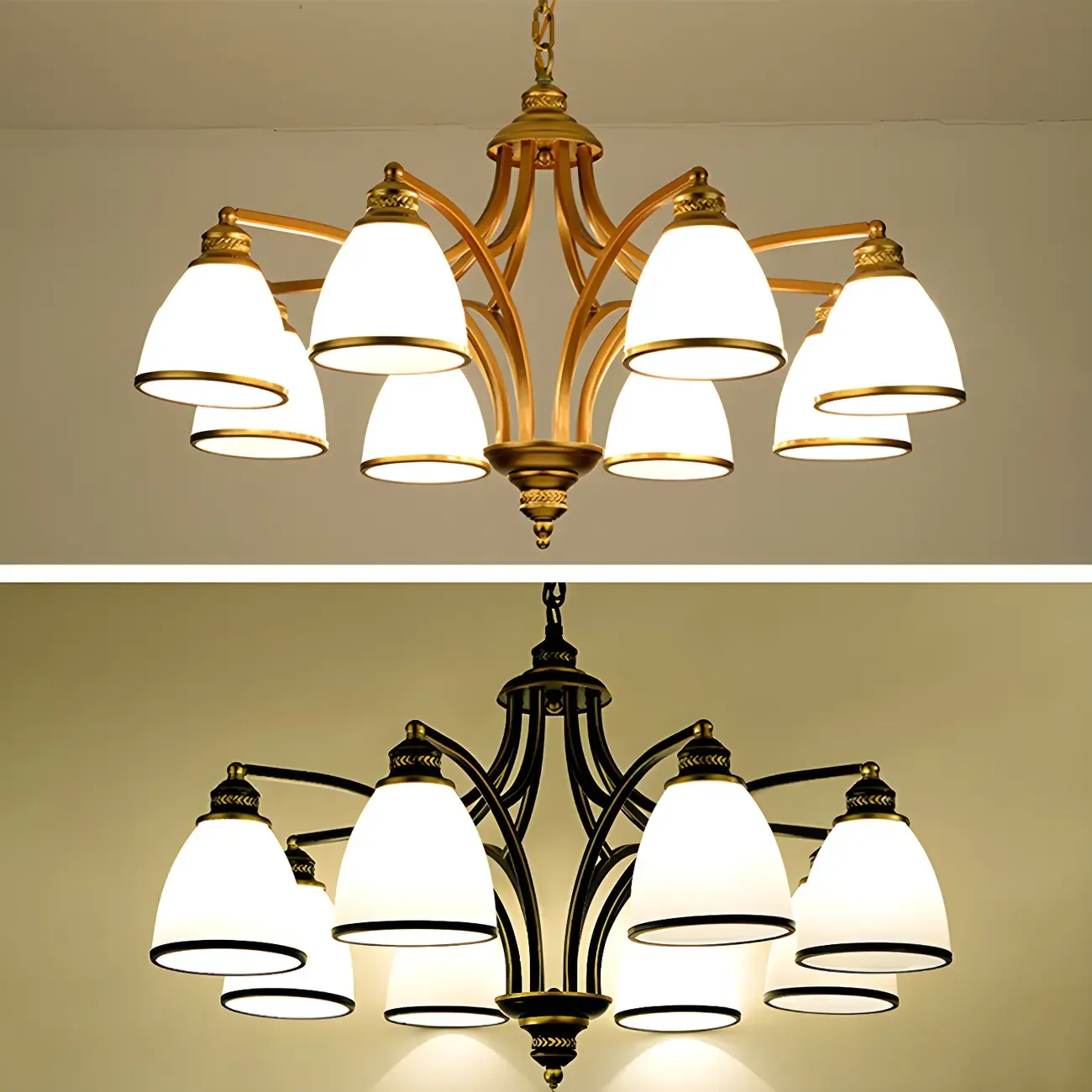 Sputnik Frosted Glass Chandelier Pendant Light Vintage Living Room Chandelier Lighting