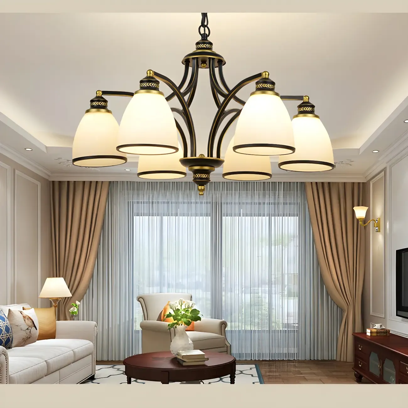 Sputnik Frosted Glass Chandelier Pendant Light Vintage Living Room Chandelier Lighting