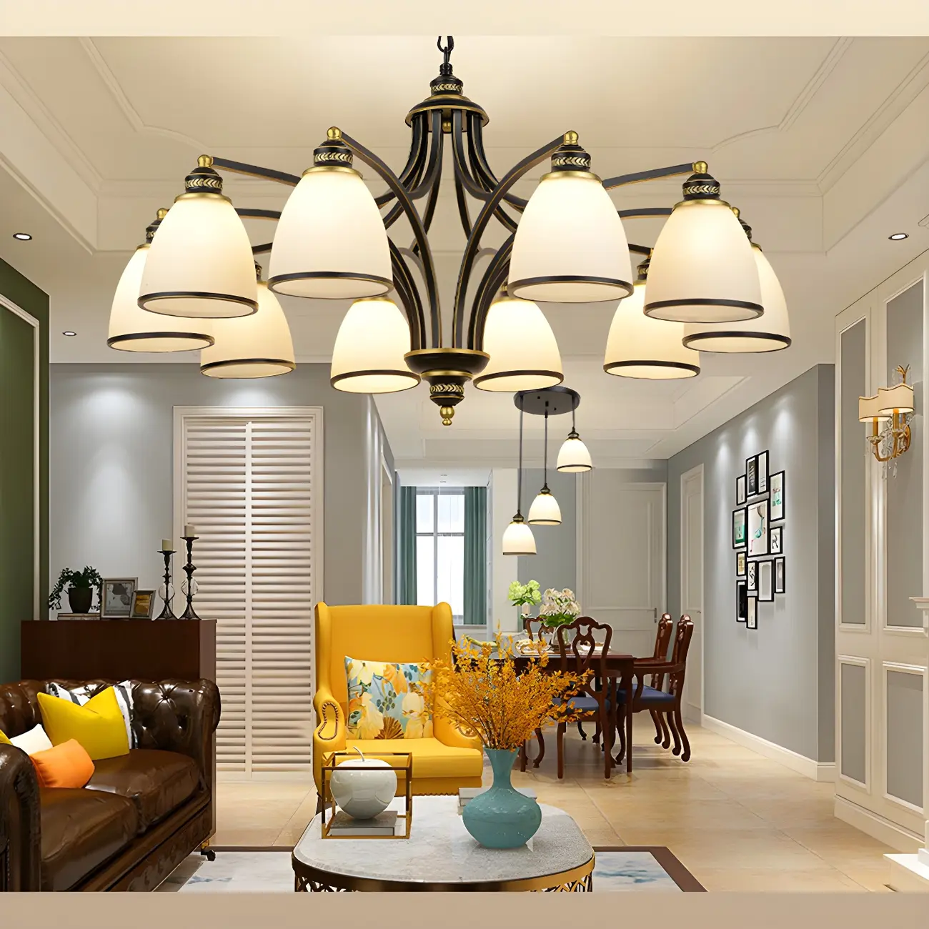 Sputnik Frosted Glass Chandelier Pendant Light Vintage Living Room Chandelier Lighting | homeyfad