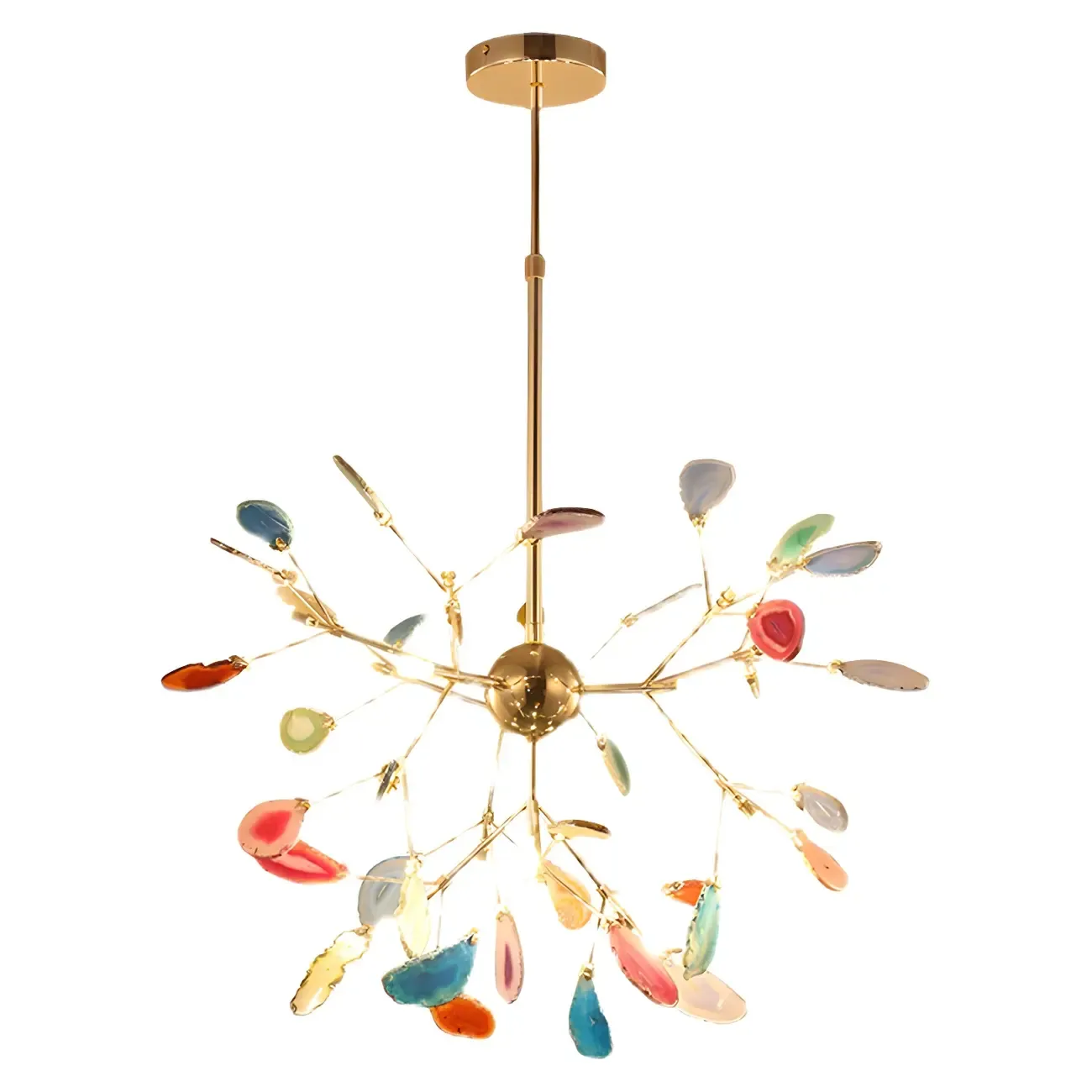 Wrought Iron Firefly Pendant Light in Modern Creative Style Sputnik Adjustable Chandelier with Agate Shade Image - 12