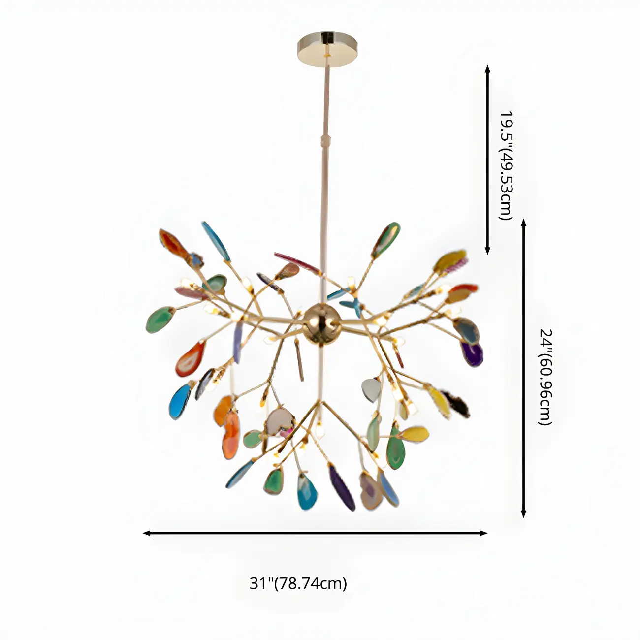 Wrought Iron Firefly Pendant Light in Modern Creative Style Sputnik Adjustable Chandelier with Agate Shade Image - 13 | homeyfad