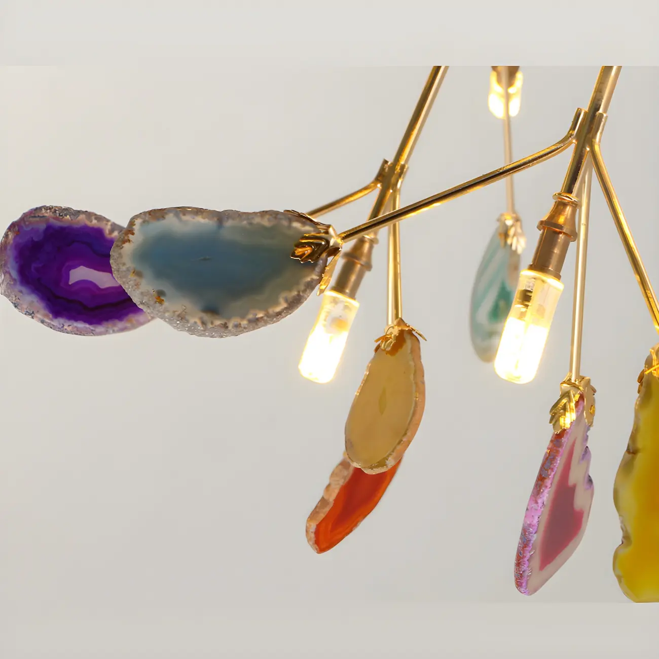 Wrought Iron Firefly Pendant Light in Modern Creative Style Sputnik Adjustable Chandelier with Agate Shade Image - 7 | homeyfad