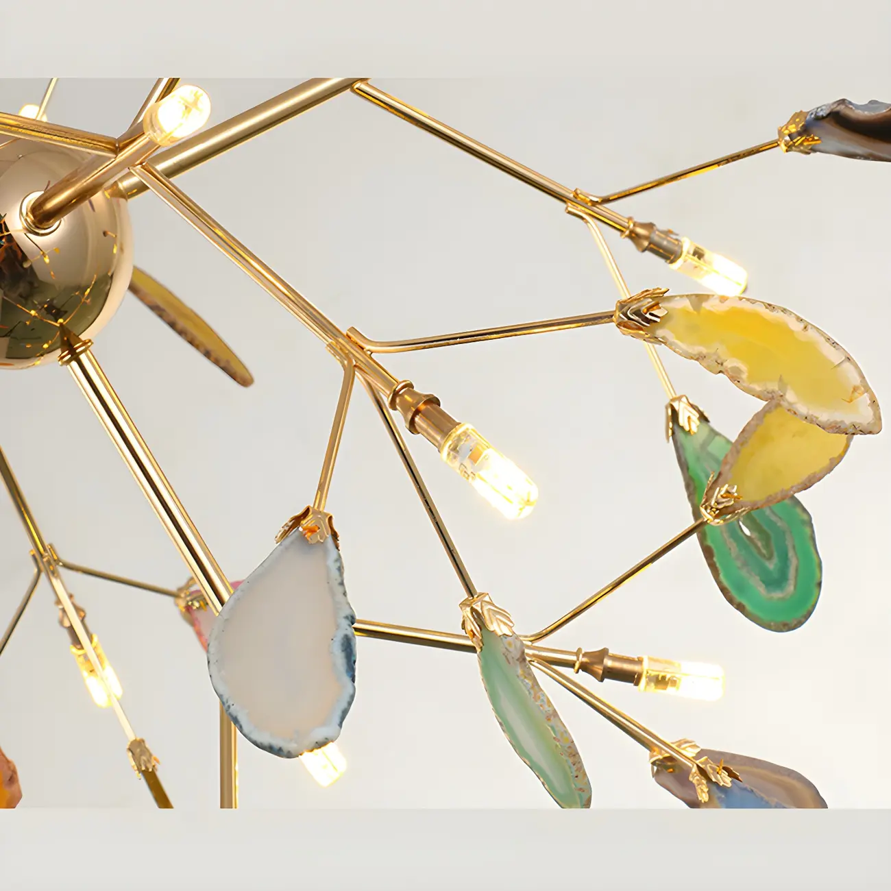 Wrought Iron Firefly Pendant Light in Modern Creative Style Sputnik Adjustable Chandelier with Agate Shade Image - 9 | homeyfad