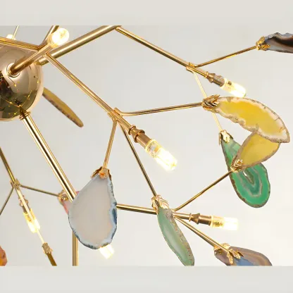 Wrought Iron Firefly Pendant Light in Modern Creative Style Sputnik Adjustable Chandelier with Agate Shade Image - 9