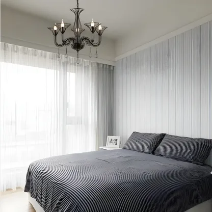 Black Metal Curved Design Modern Chandelier Fixture