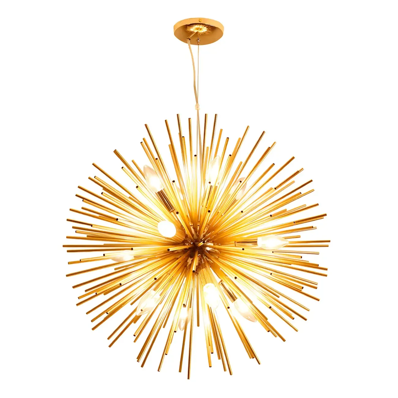 Gold Starburst Metal Modern Crystal Chandelier Light Image - 10